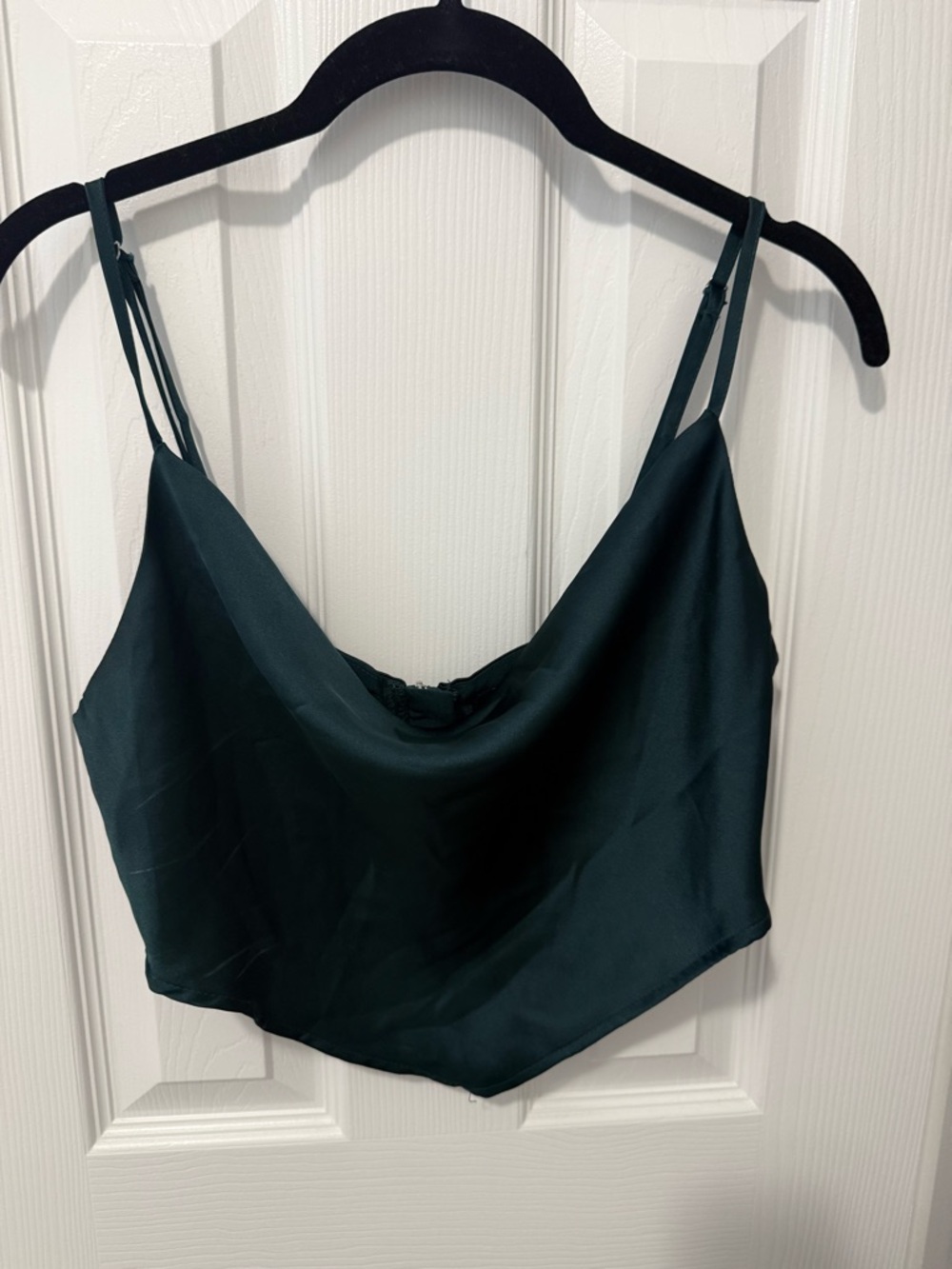 Forever 21 Satin Cowl Neck Crop Cami - Teal Green